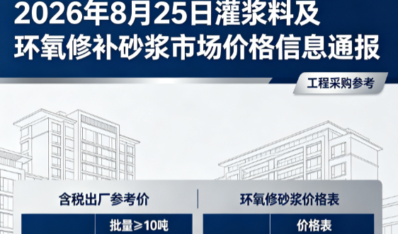 新宁2026年8月25日灌浆料及环氧修补砂浆市场价格信息通报